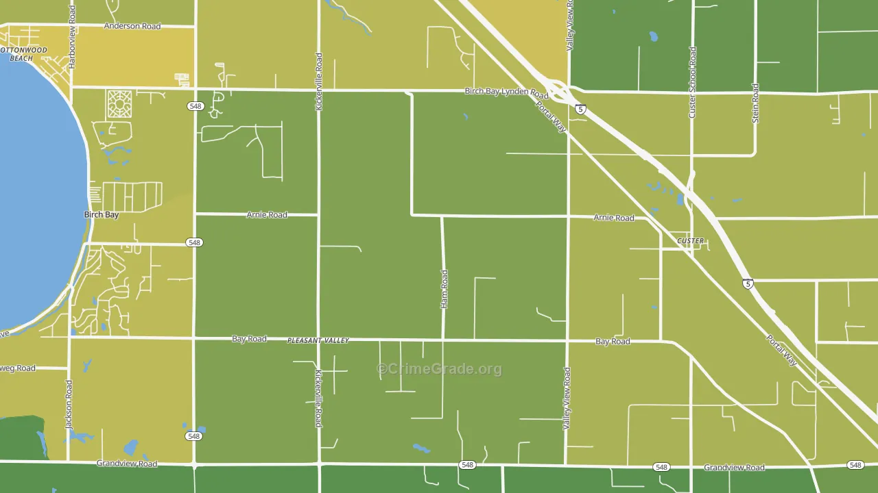 Pleasant Valley, WA Map of Vehicle Theft Rates