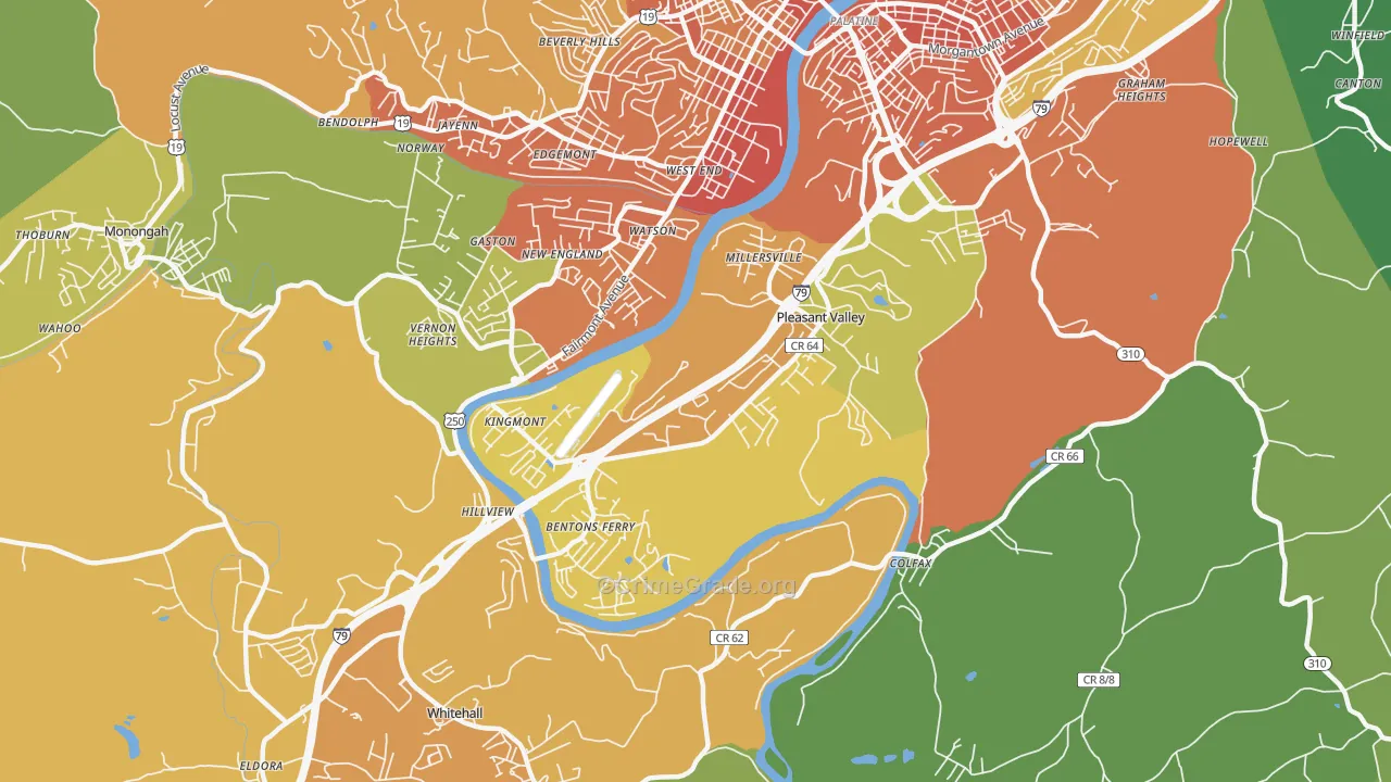 Pleasant Valley, WV Map of Vehicle Theft Rates