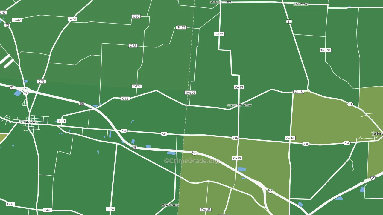Pleasant View, OH Map of Vehicle Theft Rates