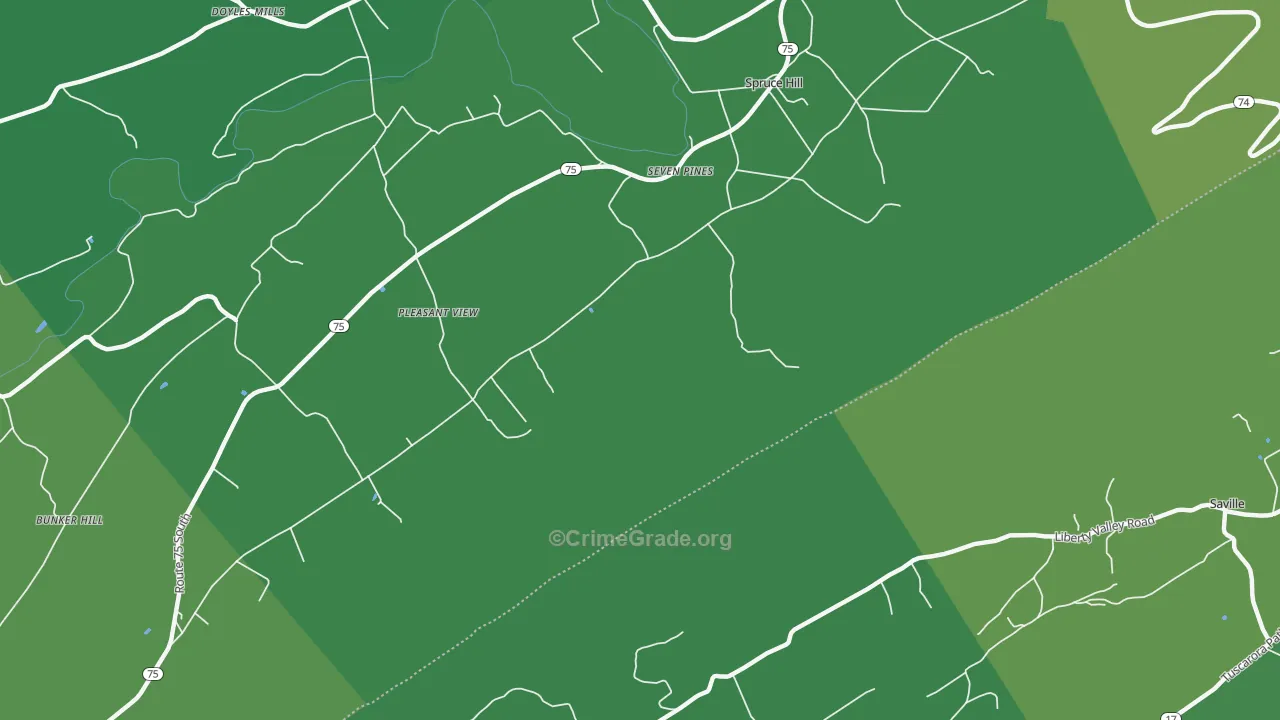 Pleasant View, PA Map of Vehicle Theft Rates
