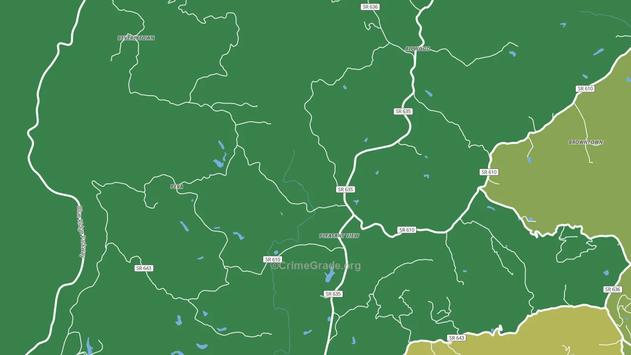 Pleasant View, VA Map of Vehicle Theft Rates