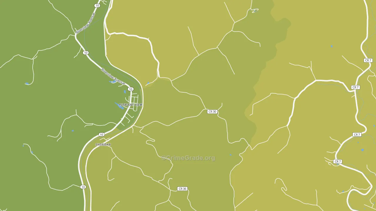 Pleasant View, WV Map of Vehicle Theft Rates