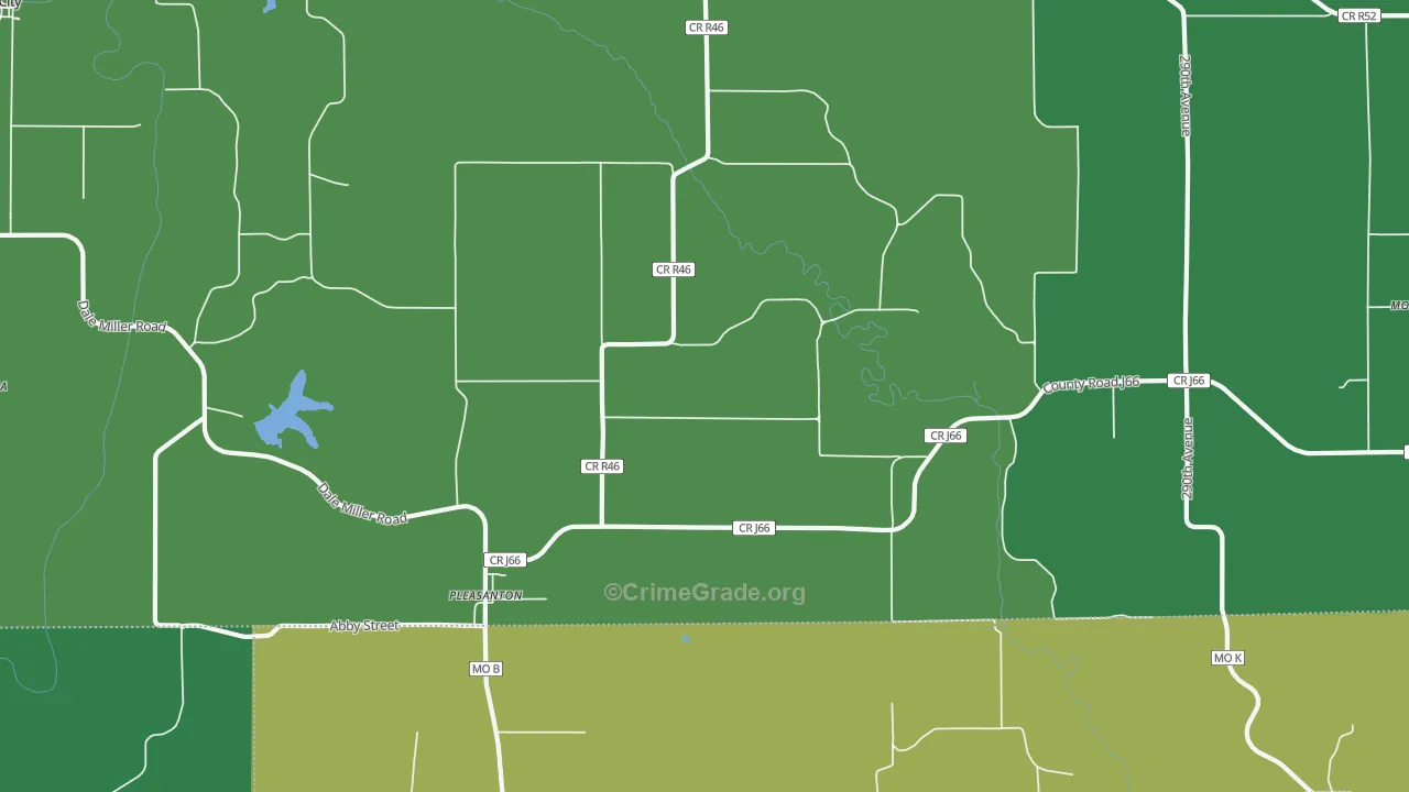 Pleasanton, IA Map of Vehicle Theft Rates