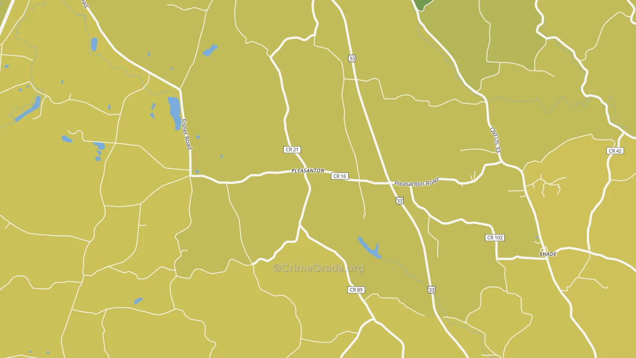 Pleasanton, OH Map of Vehicle Theft Rates