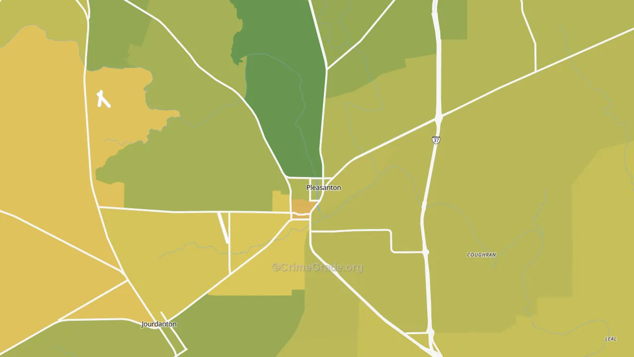 Pleasanton, TX Map of Vehicle Theft Rates