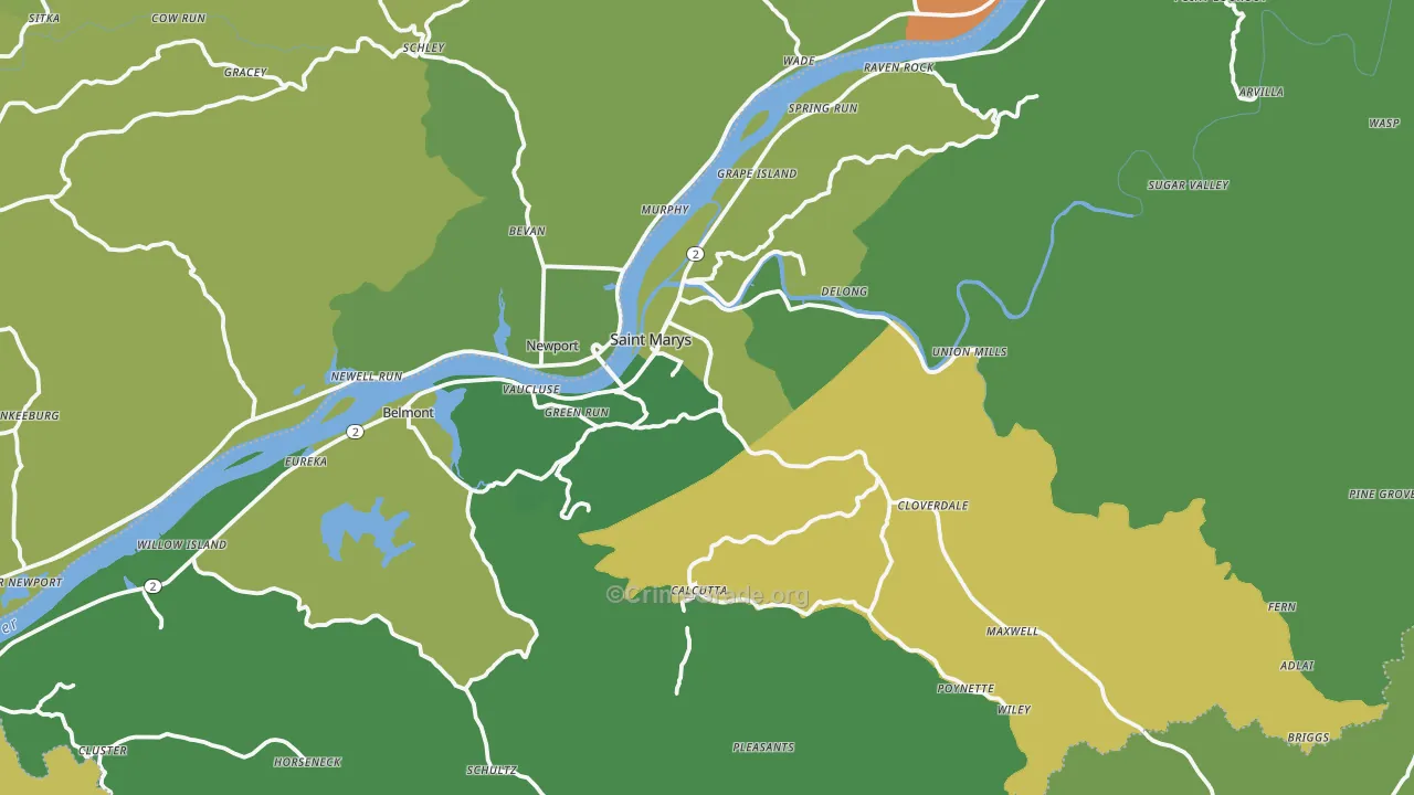 Pleasants County, WV Map of Vehicle Theft Rates