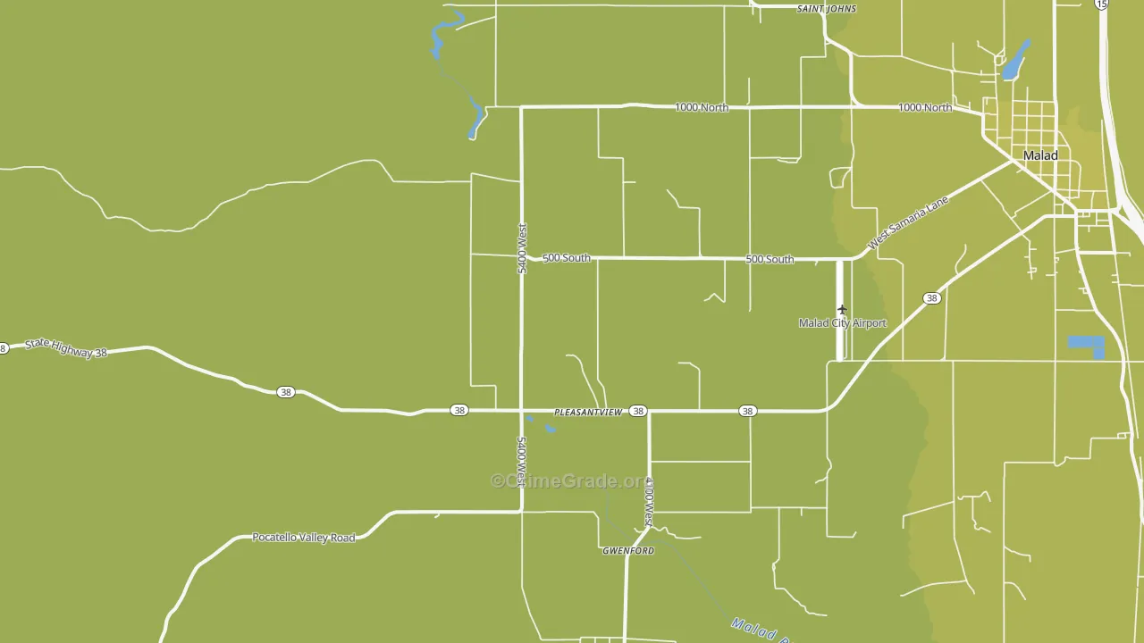 Pleasantview, ID Map of Vehicle Theft Rates