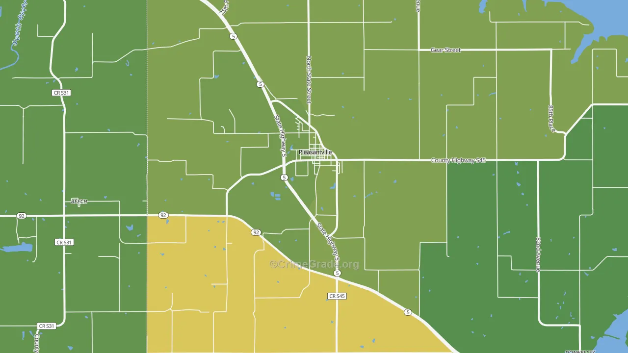 Pleasantville, IA Map of Vehicle Theft Rates