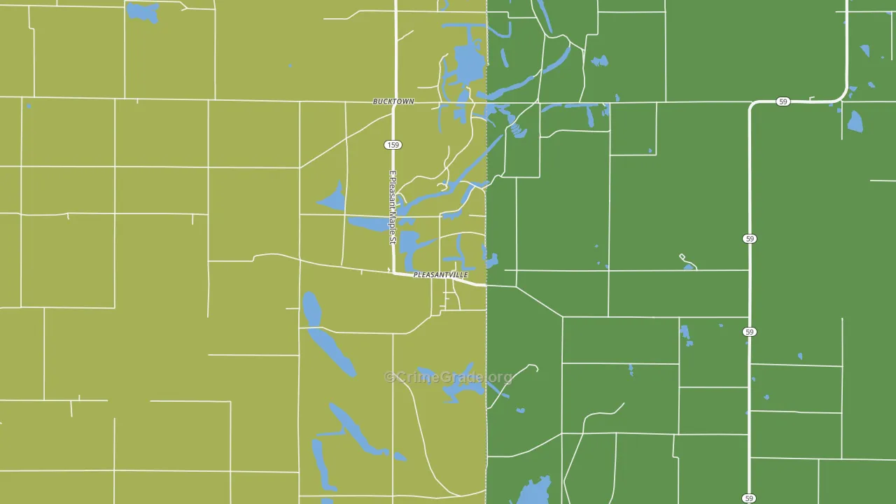 Pleasantville, IN Map of Vehicle Theft Rates