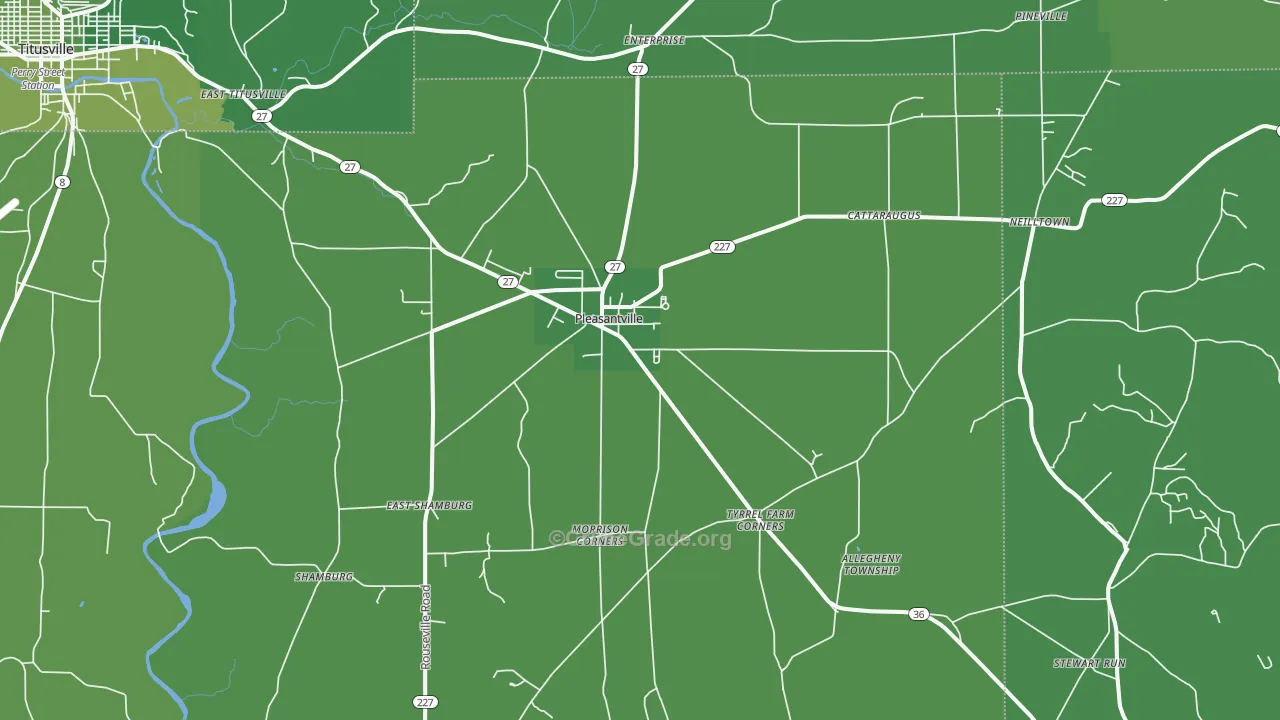 Pleasantville, PA Map of Vehicle Theft Rates