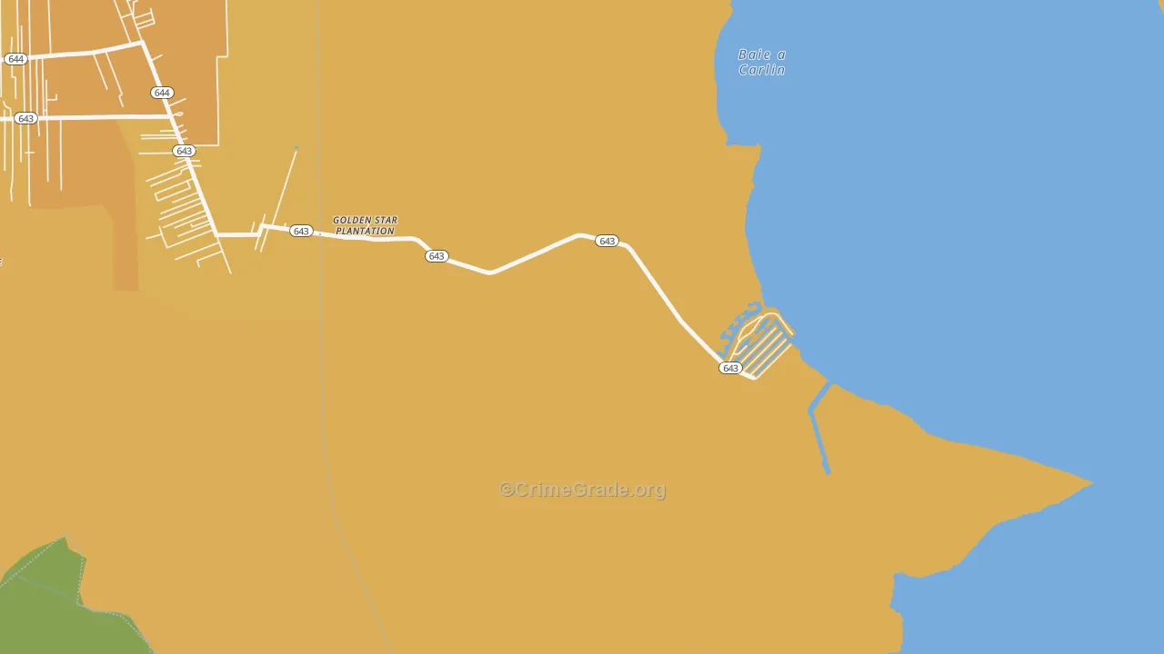Pleasure Bend, LA Map of Vehicle Theft Rates