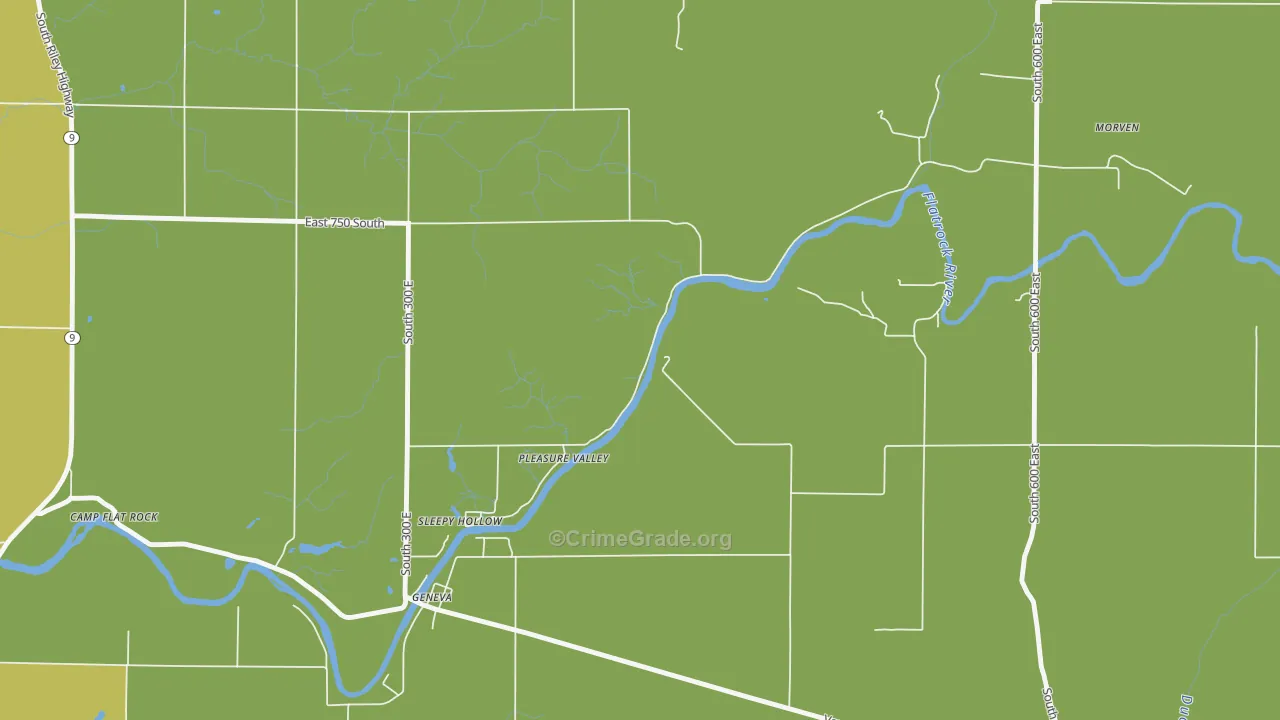 Pleasure Valley, IN Map of Vehicle Theft Rates