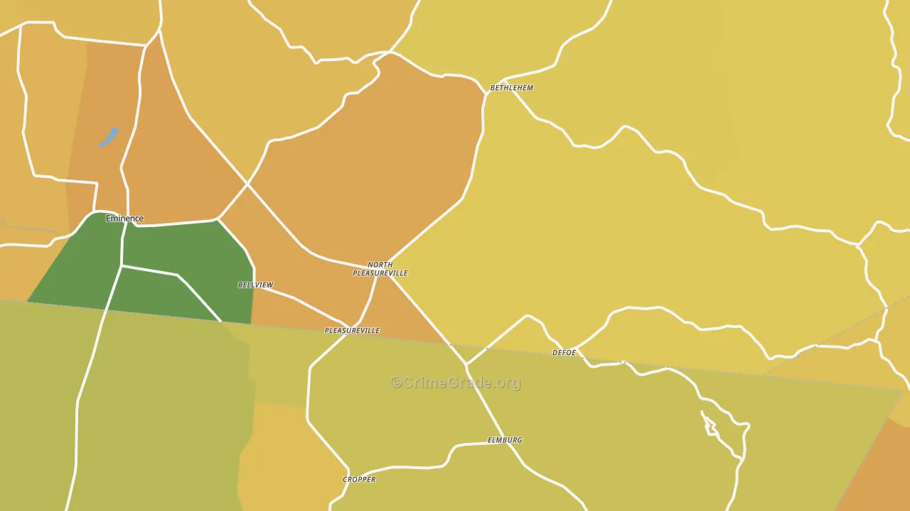 Pleasureville, KY Map of Vehicle Theft Rates