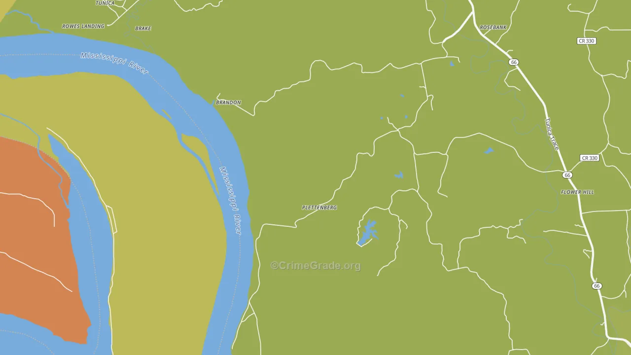 Plettenberg, LA Map of Vehicle Theft Rates