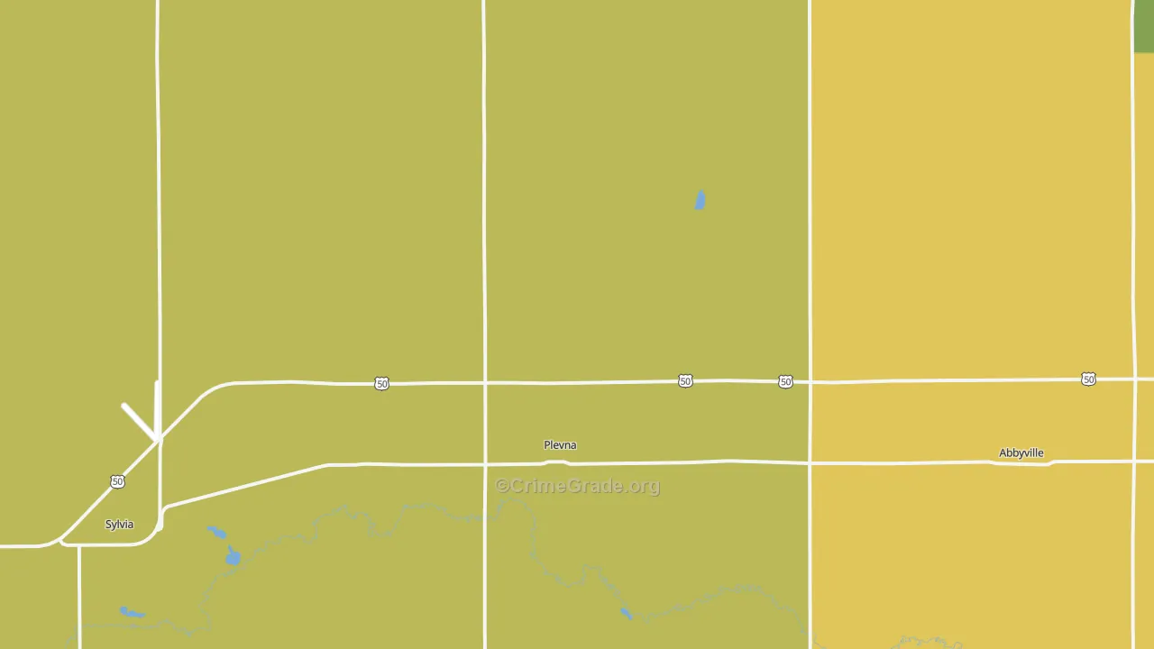 Plevna, KS Map of Vehicle Theft Rates