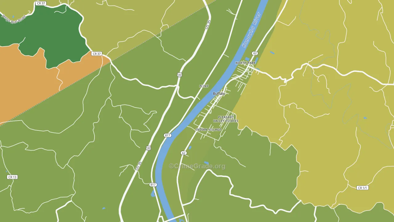 Pliny, WV Map of Vehicle Theft Rates