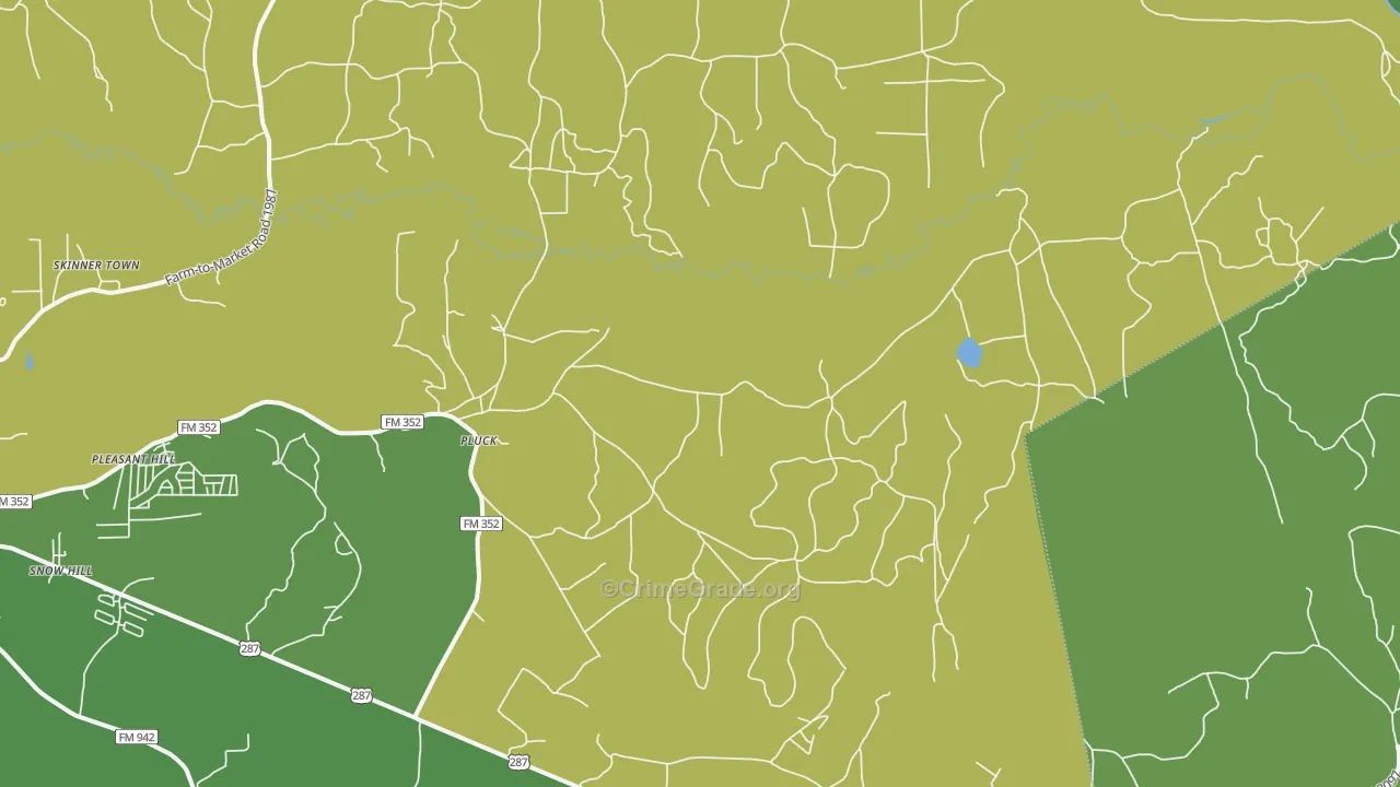 Pluck, TX Map of Vehicle Theft Rates