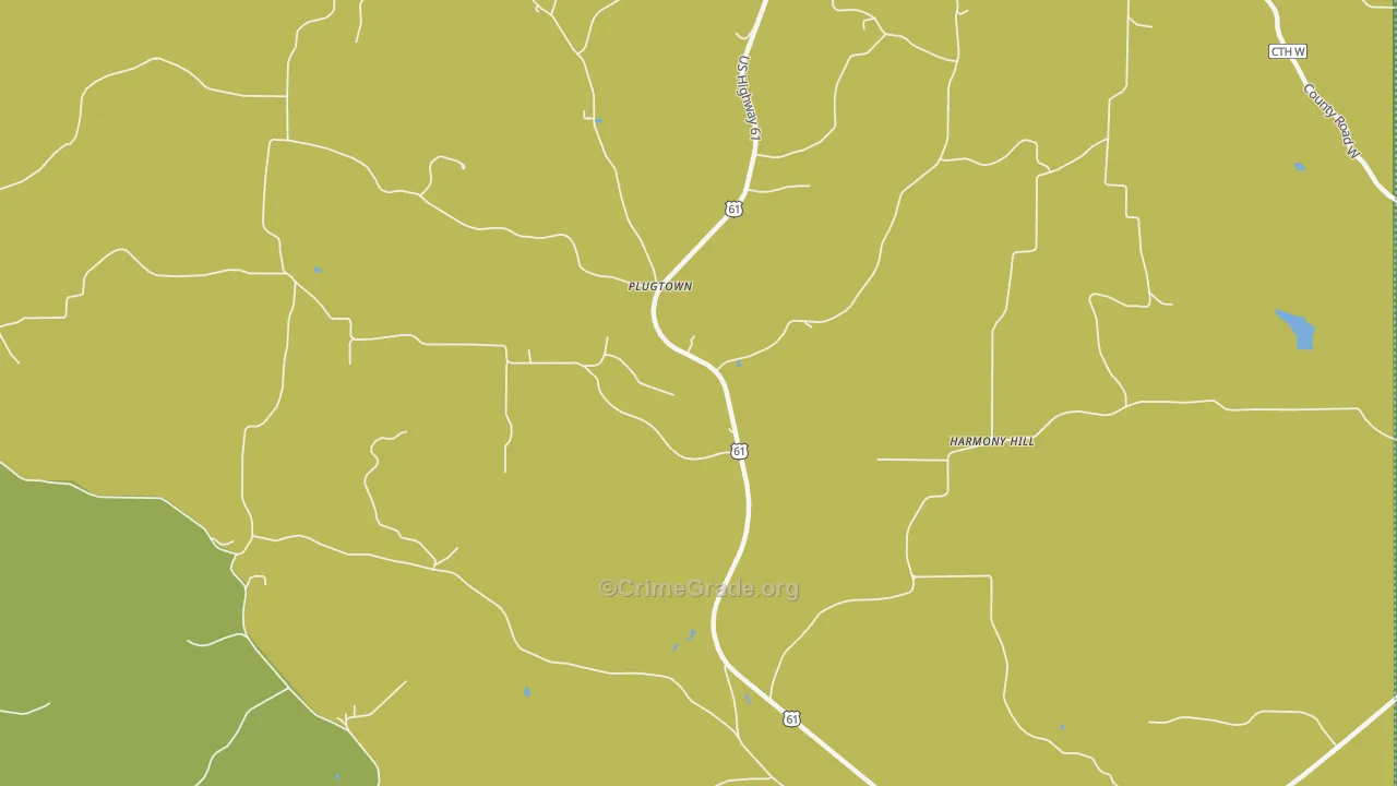 Plugtown, WI Map of Vehicle Theft Rates