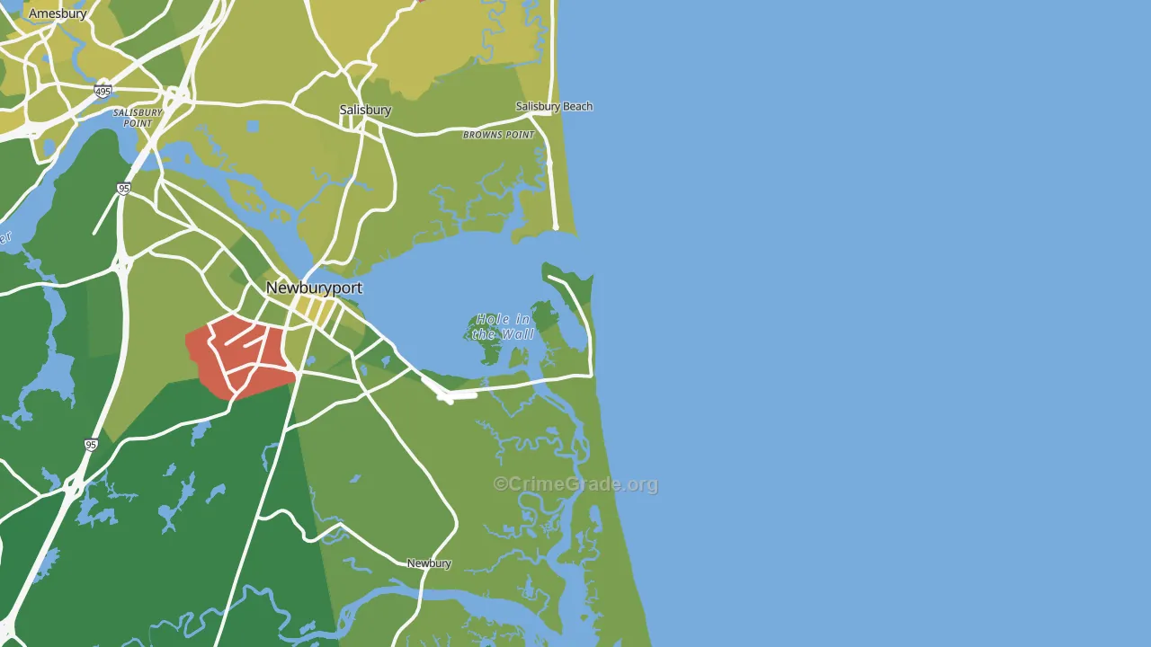 Plum Island, MA Map of Vehicle Theft Rates