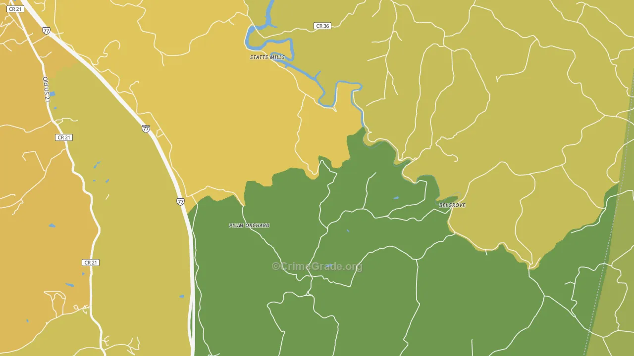 Plum Orchard, WV Map of Vehicle Theft Rates