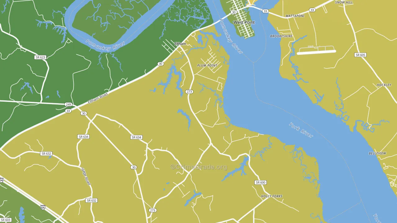 Plum Point, VA Map of Vehicle Theft Rates