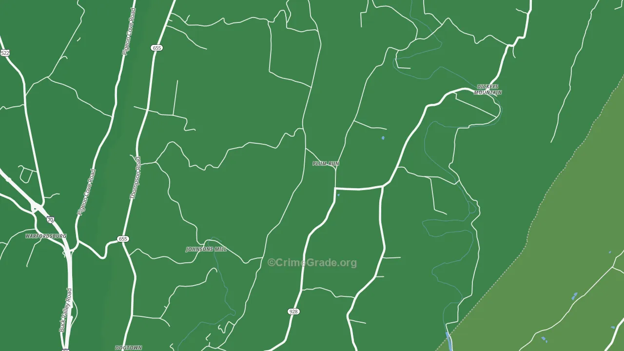 Plum Run, PA Map of Vehicle Theft Rates