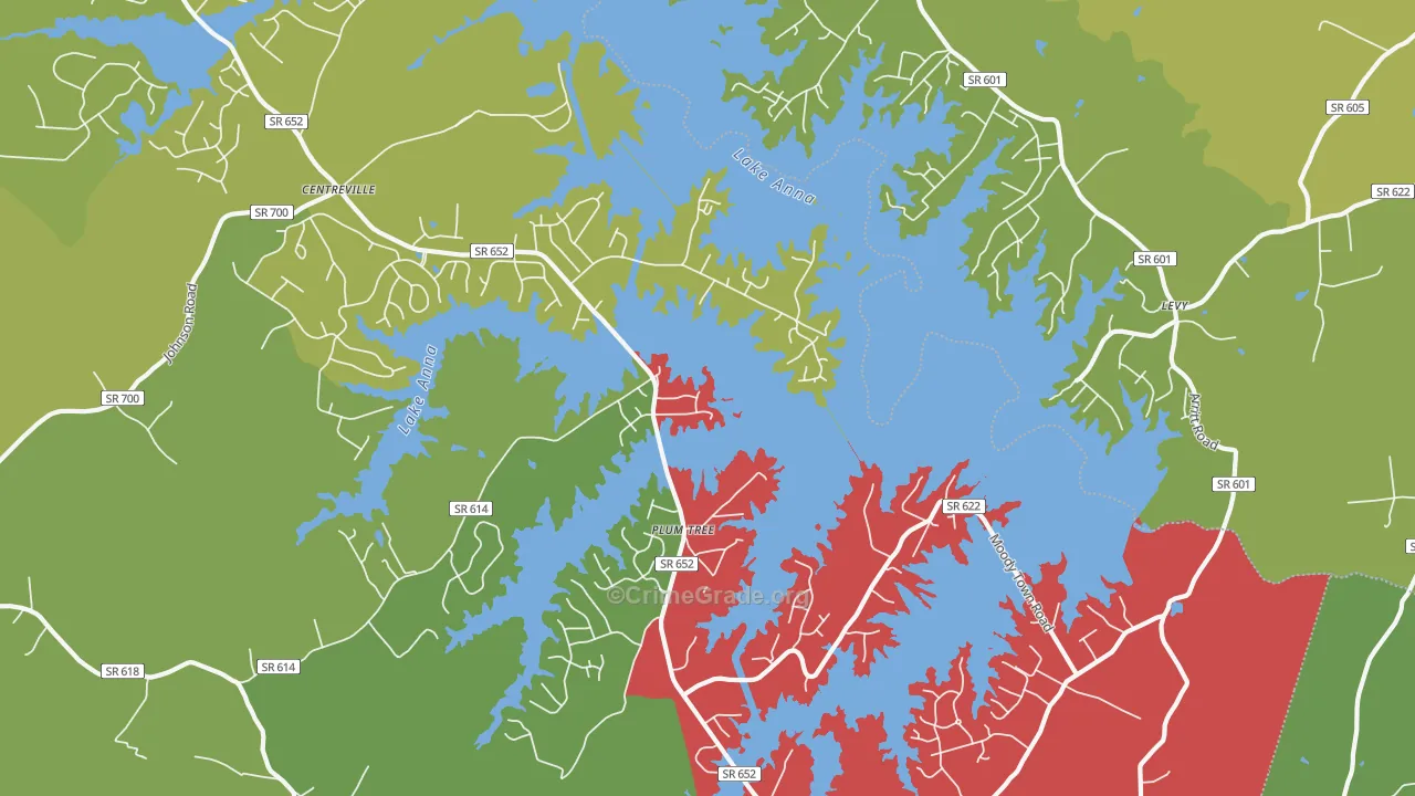 Plum Tree, VA Map of Vehicle Theft Rates