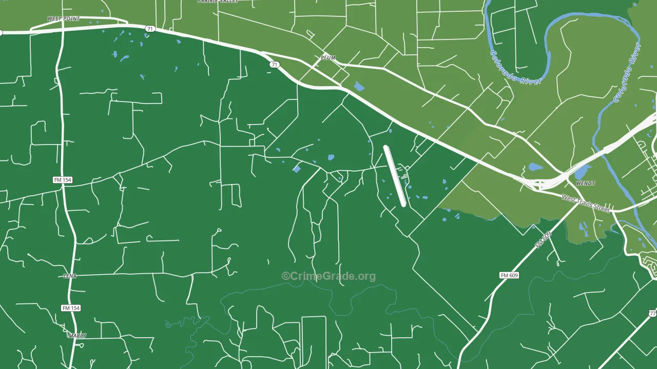 Plum, TX Map of Vehicle Theft Rates