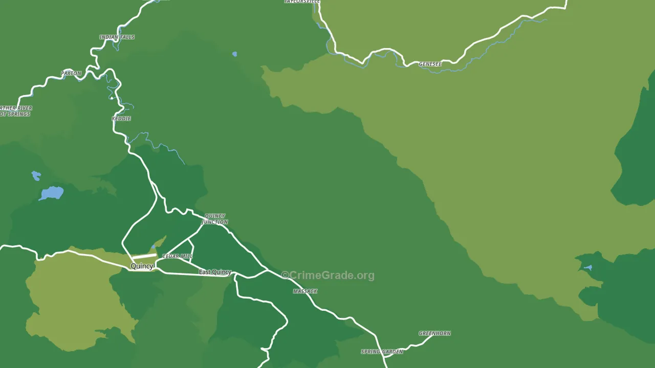 Plumas County, CA Map of Vehicle Theft Rates