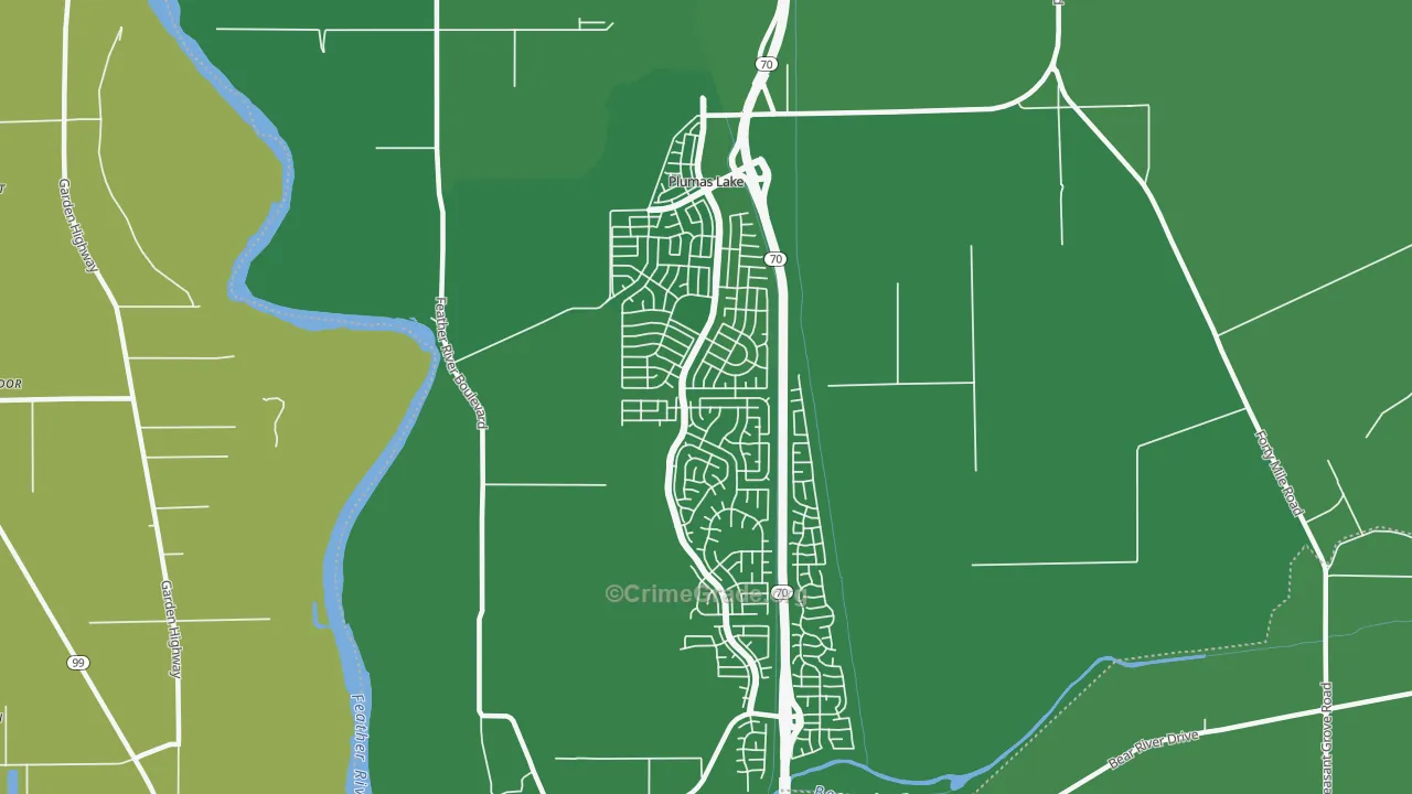 Plumas Lake, CA Map of Vehicle Theft Rates