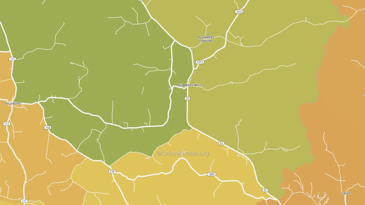 Plummers Mill, KY Map of Vehicle Theft Rates