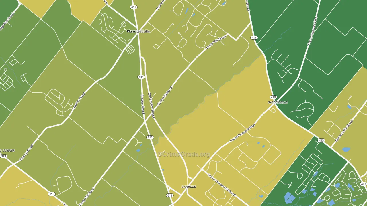 Plumsteadville, PA Map of Vehicle Theft Rates