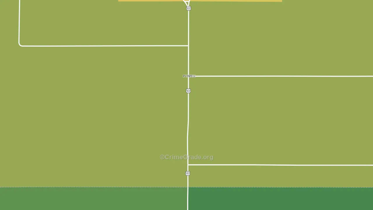 Plymell, KS Map of Vehicle Theft Rates