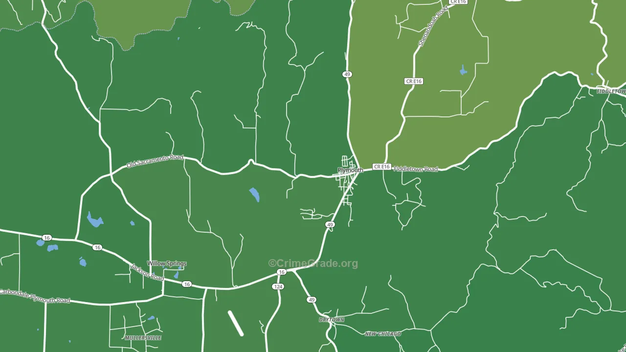 Plymouth, CA Map of Vehicle Theft Rates