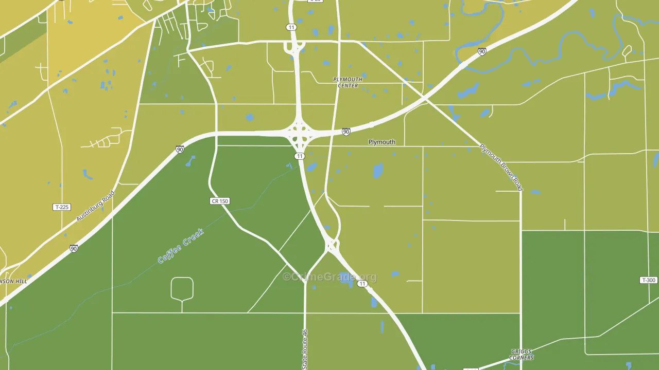 Plymouth Center, OH Map of Vehicle Theft Rates