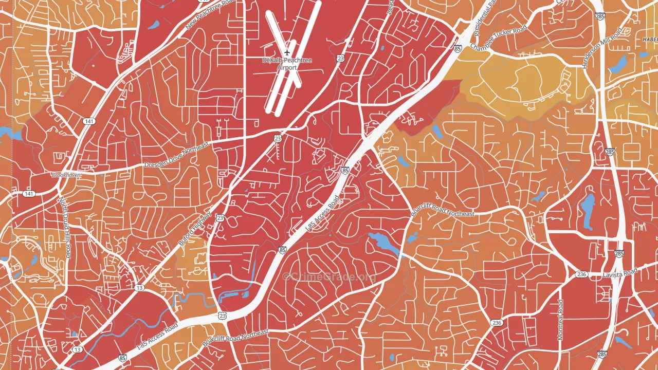 Plymouth Colony, Atlanta, GA Map of Vehicle Theft Rates