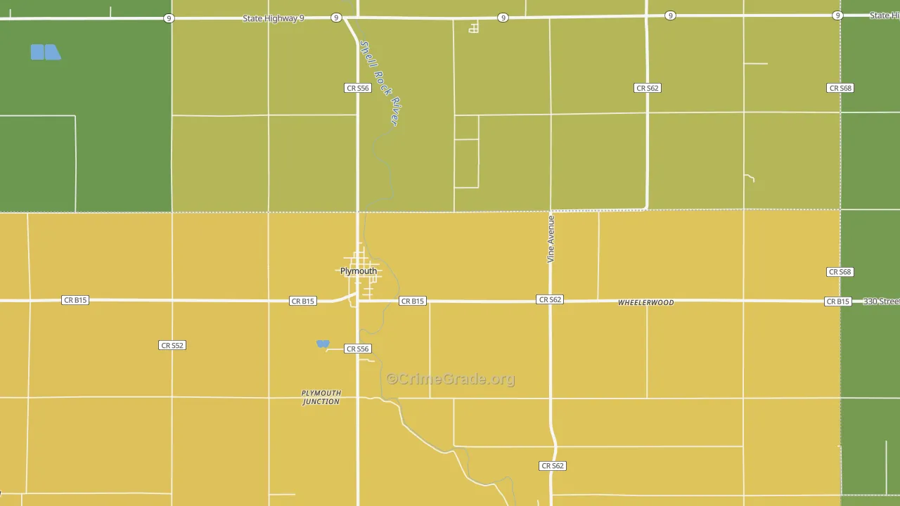 Plymouth, IA Map of Vehicle Theft Rates