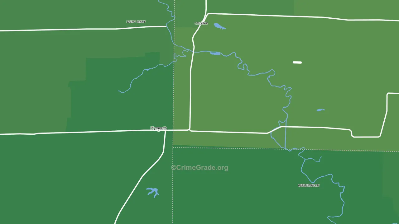 Plymouth, IL Map of Vehicle Theft Rates