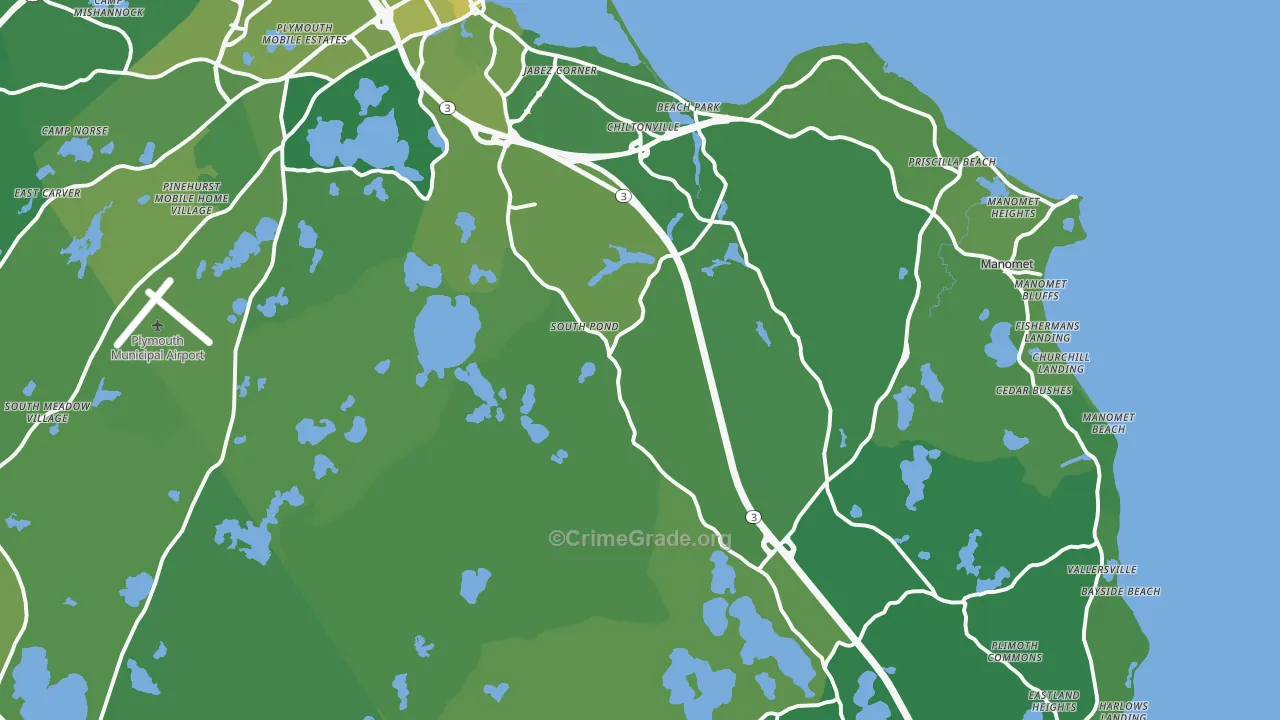Plymouth, MA Map of Vehicle Theft Rates
