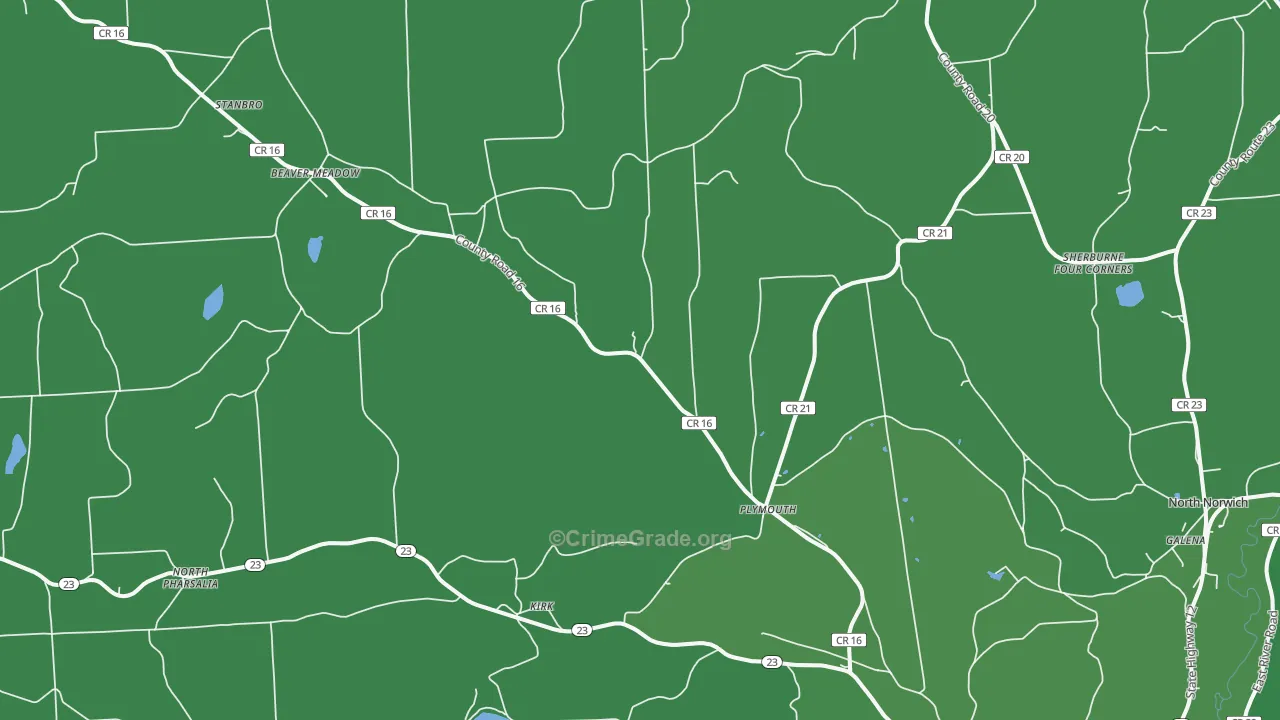 Plymouth, NY Map of Vehicle Theft Rates