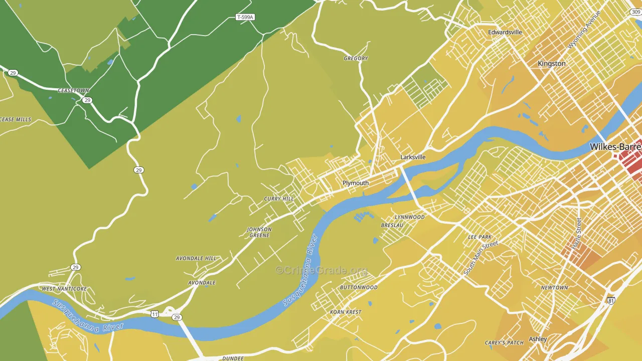 Plymouth, PA Map of Vehicle Theft Rates