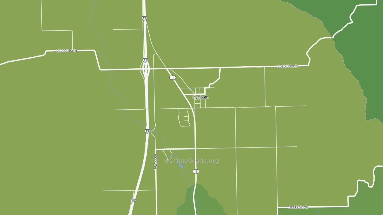 Plymouth, UT Map of Vehicle Theft Rates