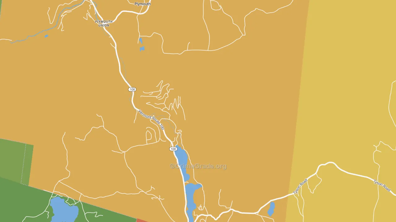 Plymouth, VT Map of Vehicle Theft Rates