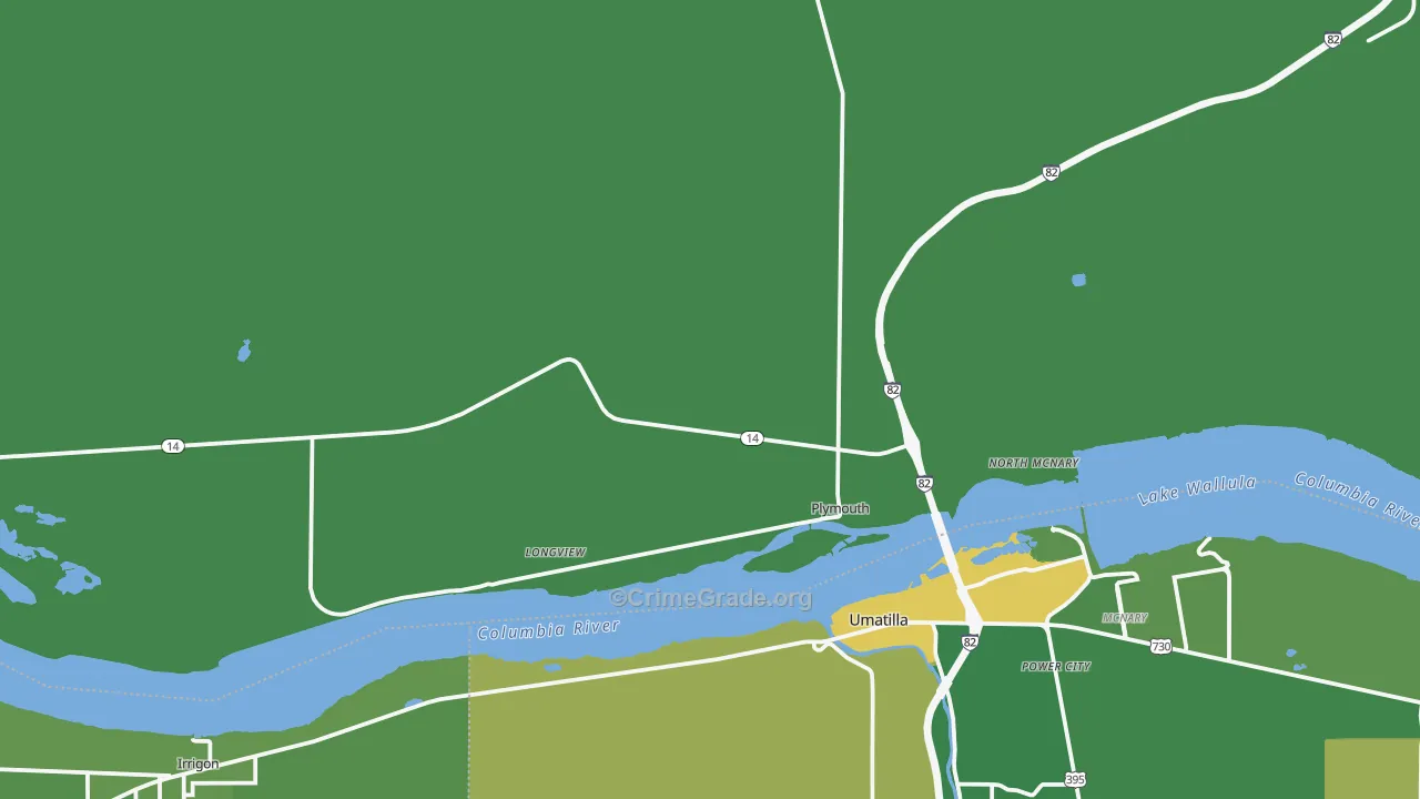 Plymouth, WA Map of Vehicle Theft Rates