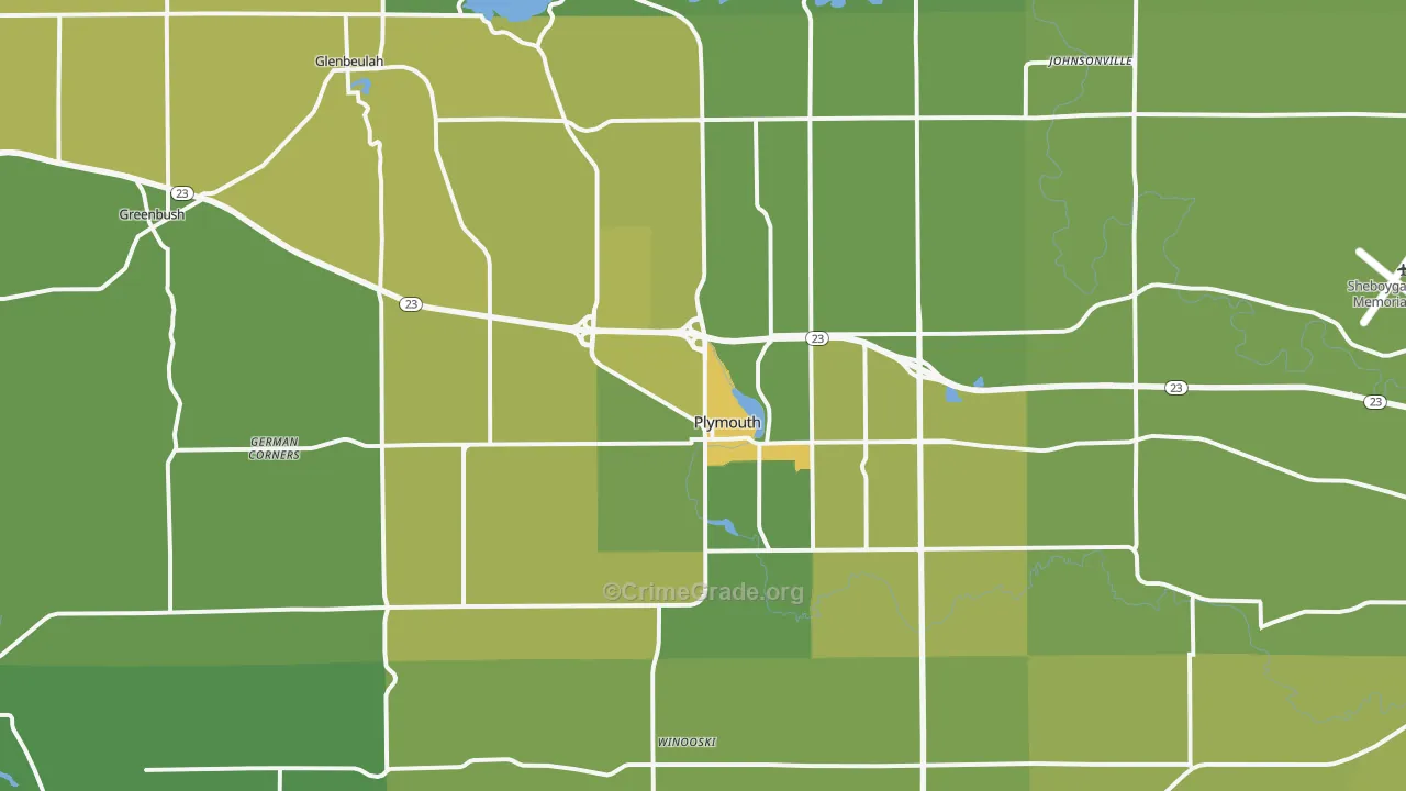 Plymouth, WI Map of Vehicle Theft Rates