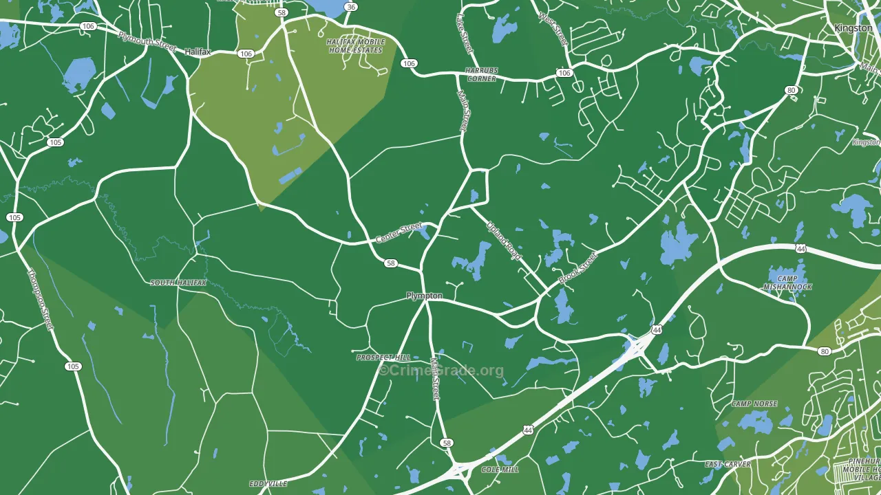 Plympton, MA Map of Vehicle Theft Rates