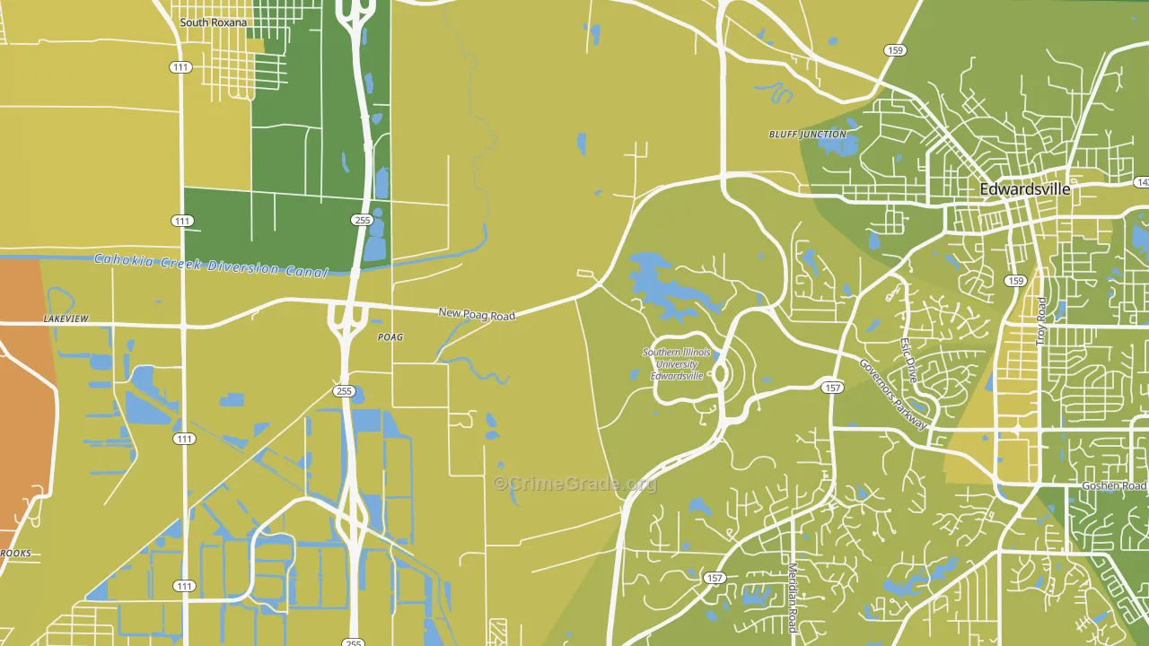 Poag, IL Map of Vehicle Theft Rates