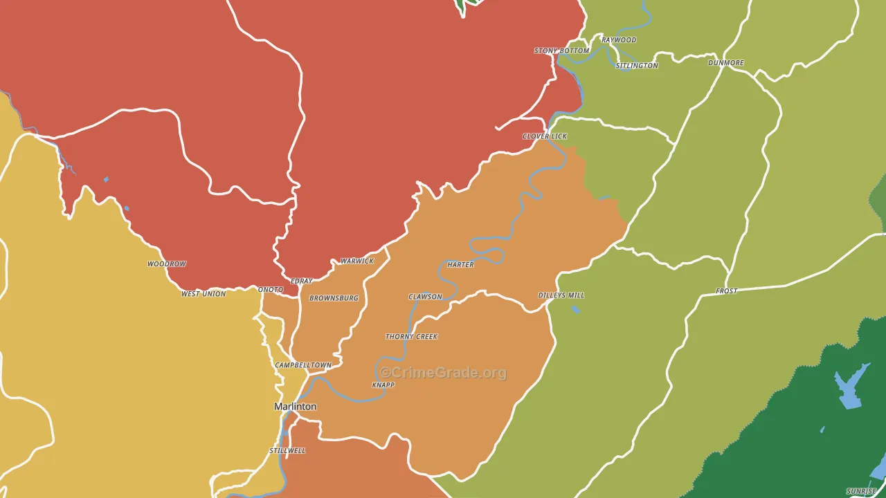 Pocahontas County, WV Map of Vehicle Theft Rates