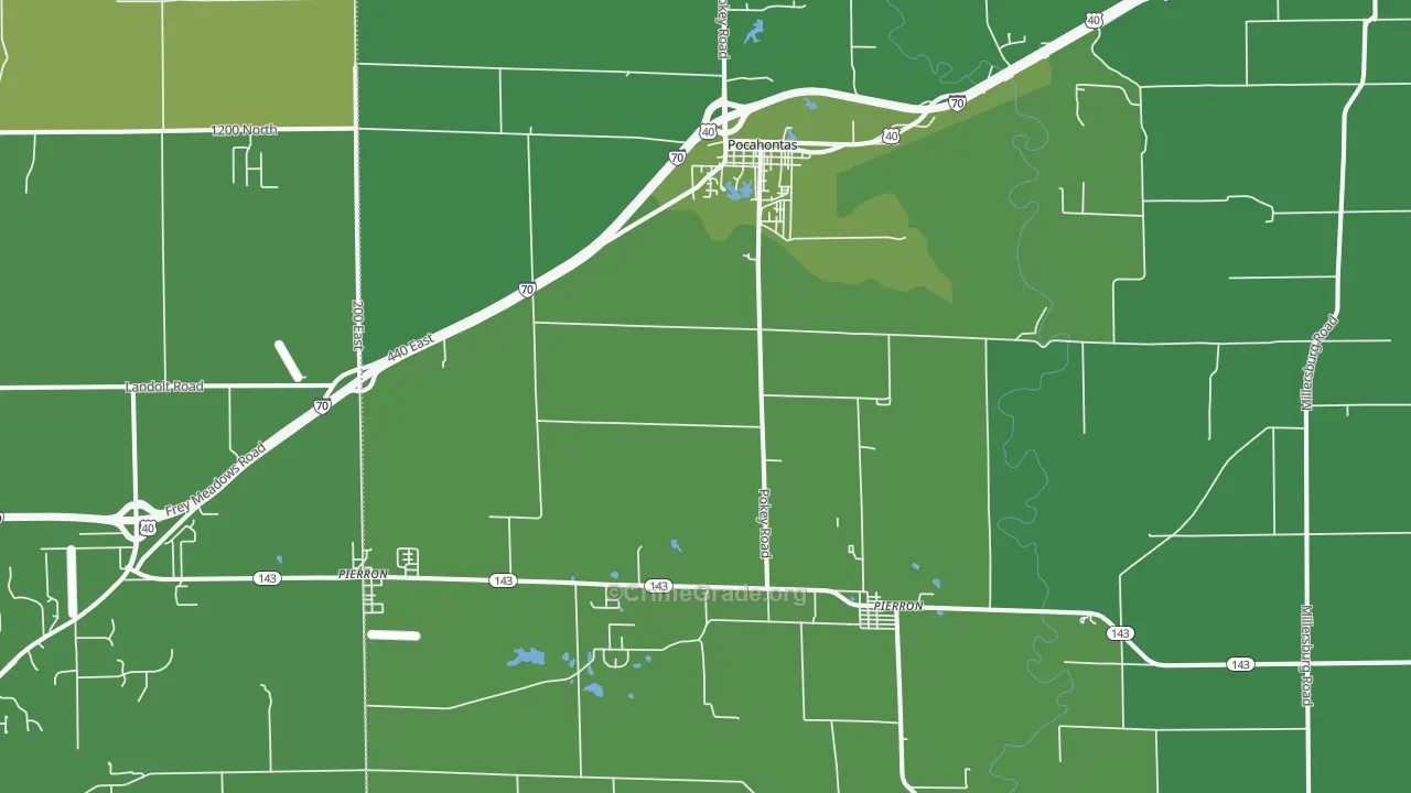 Pocahontas, IL Map of Vehicle Theft Rates