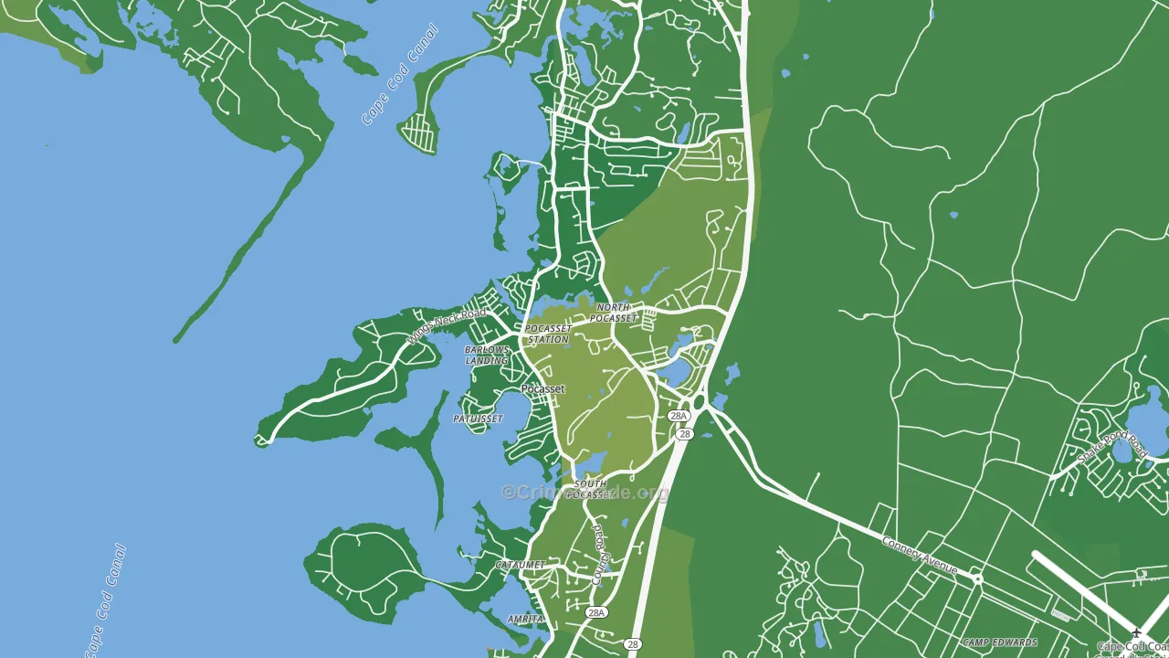 Pocasset, MA Map of Vehicle Theft Rates